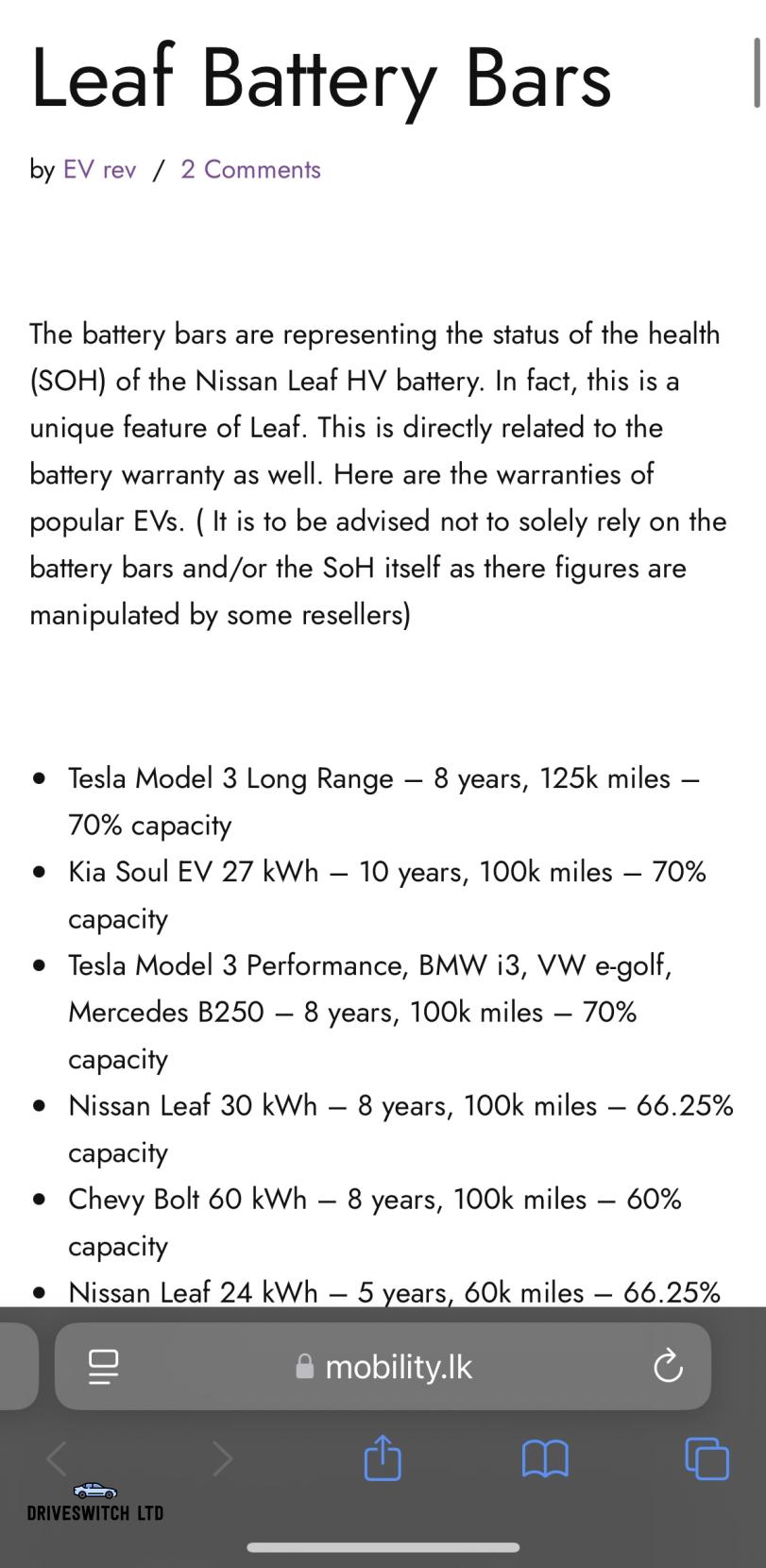 Nissan Leaf 30kWh Black Edition Hatchback 5dr Electric Auto (109 bhp)